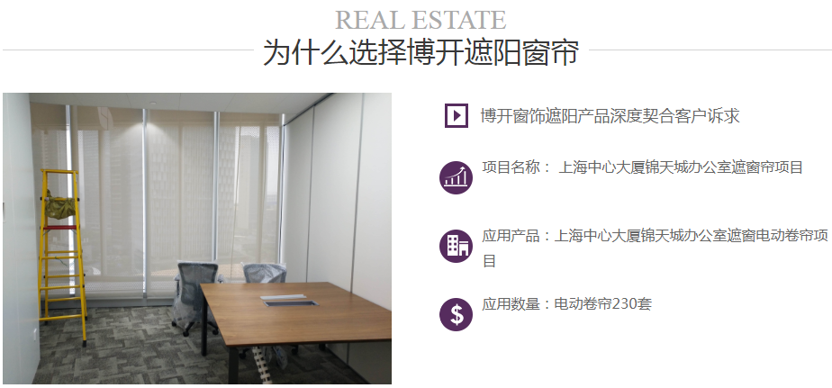 上海中心大厦锦天城办公室电动卷帘项目